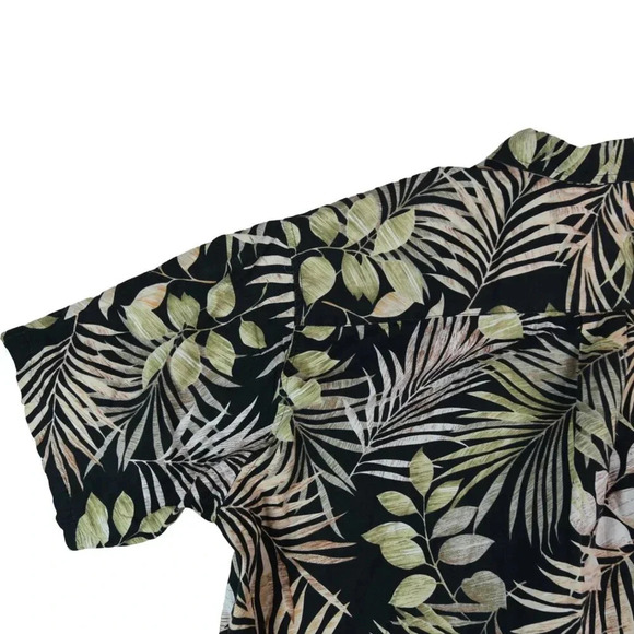 Cooke Street || Men's Button Down Hawaiian Palms Flower Shirt Black Green XL - Picture 7 of 7